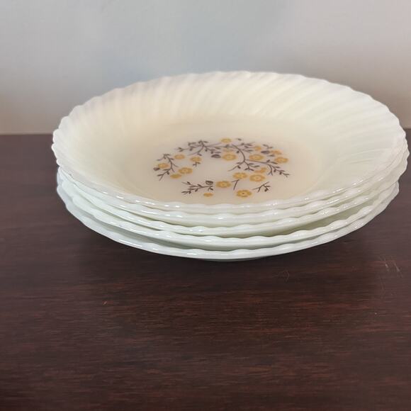 Vintage Termocrisa Milk Glass Brown Gold Harvest Flowers Mex Retro Dishes Set - Picture 13 of 13